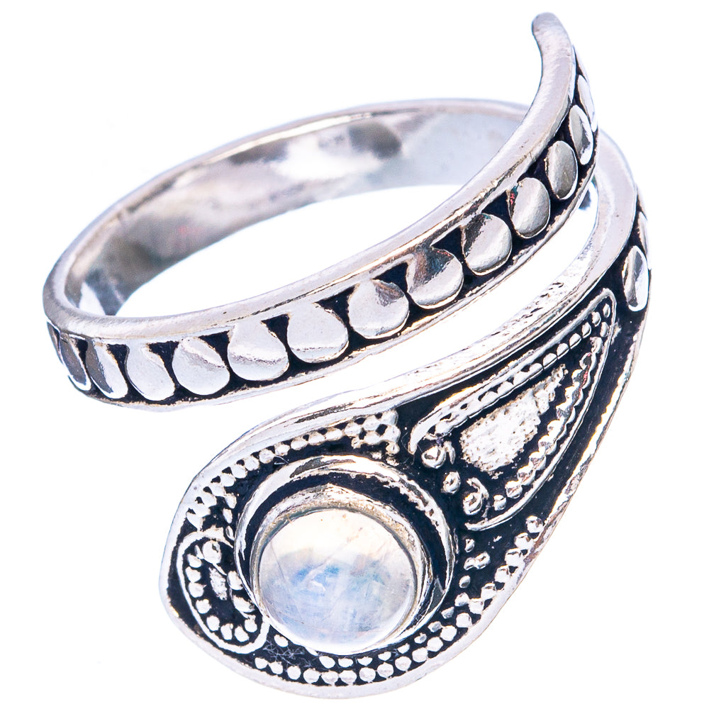 Rainbow Moonstone Dainty Ring Size 7 Adjustable (925 Sterling Silver) R5232