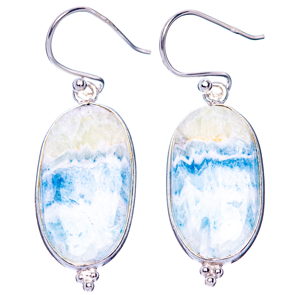 Blue Scheelite Earrings 1 5/8" (925 Sterling Silver) E1460