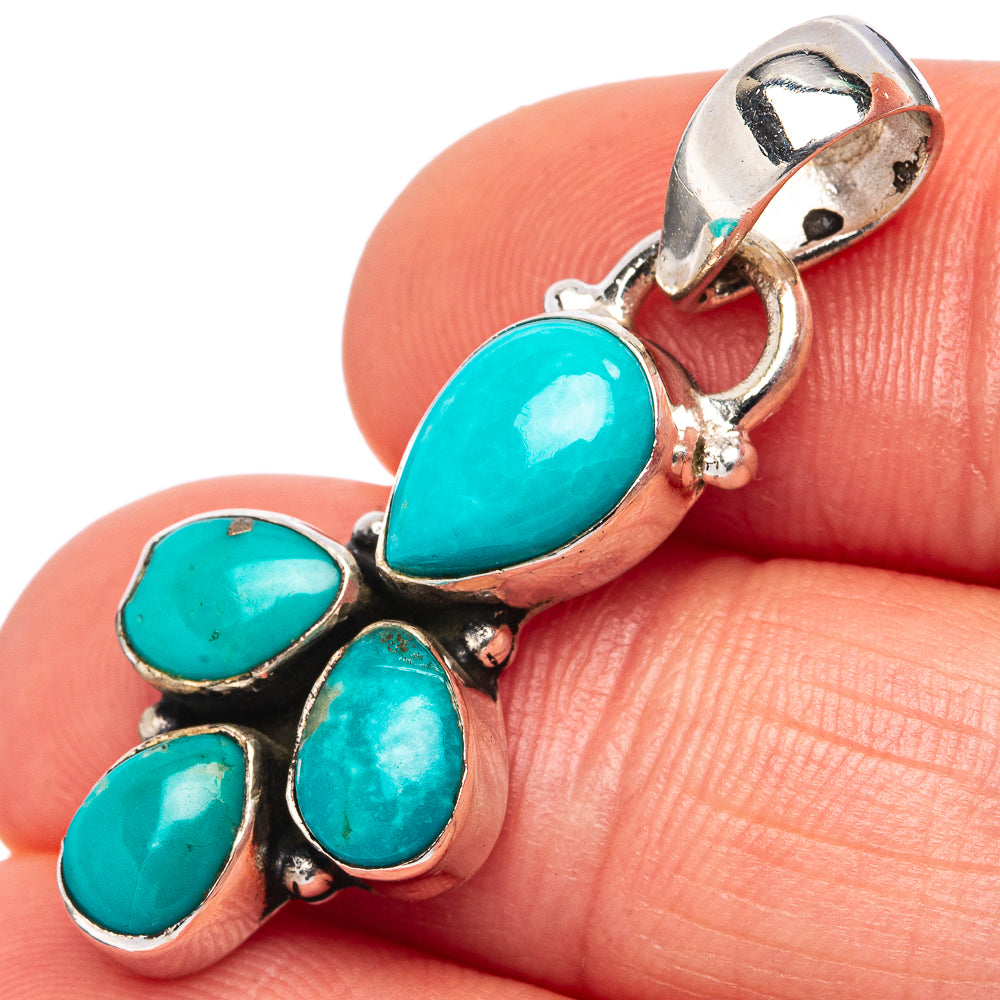 Rare Kingman Turquoise Pendant 1 3/8" (.925 Sterling Silver)