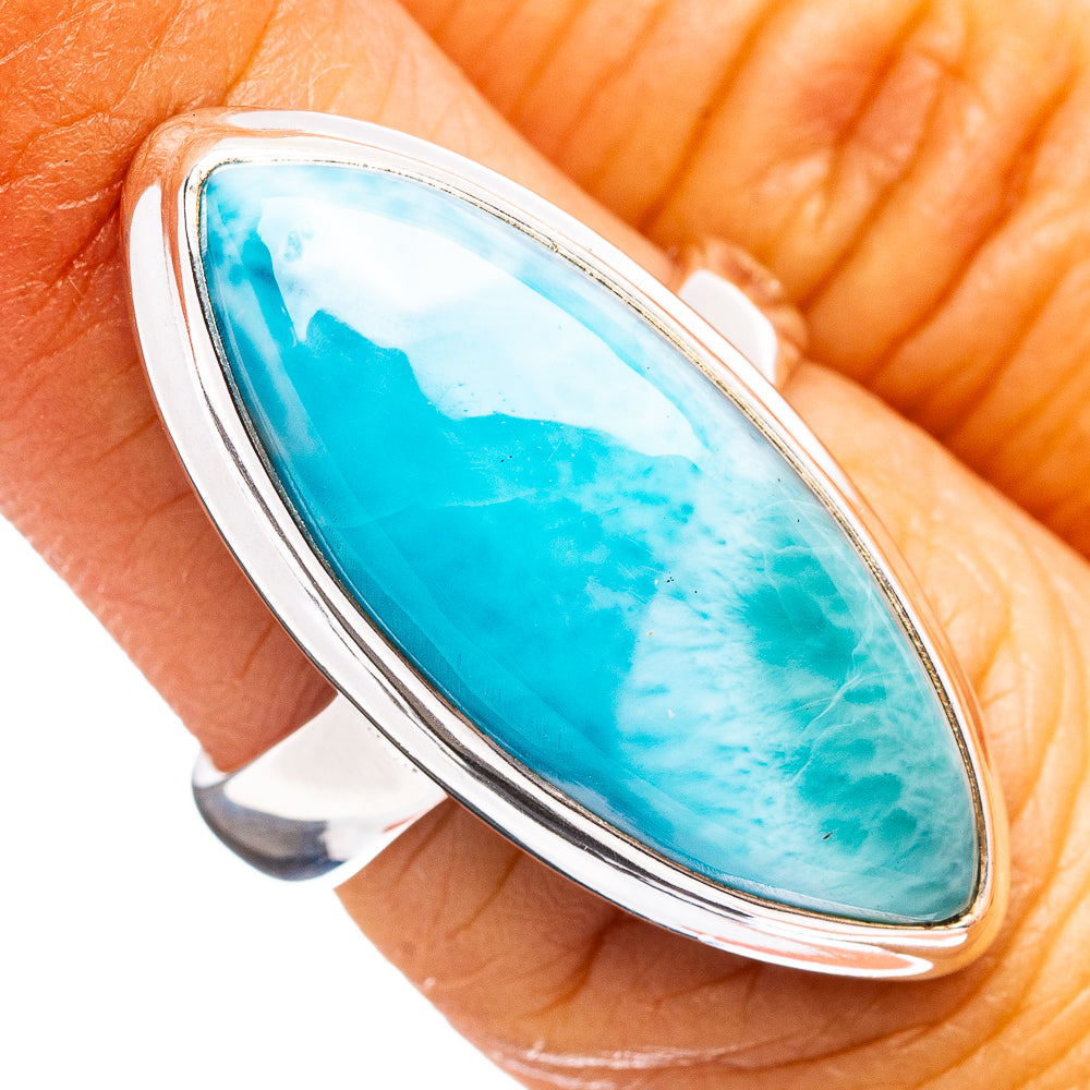 Premium Larimar Ring Size 6 (.925 Sterling Silver)
