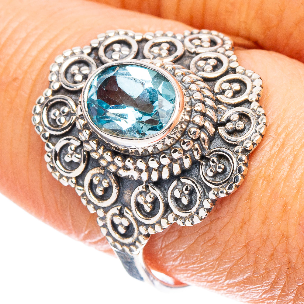Blue Topaz Ring Size 9 (925 Sterling Silver) R7959