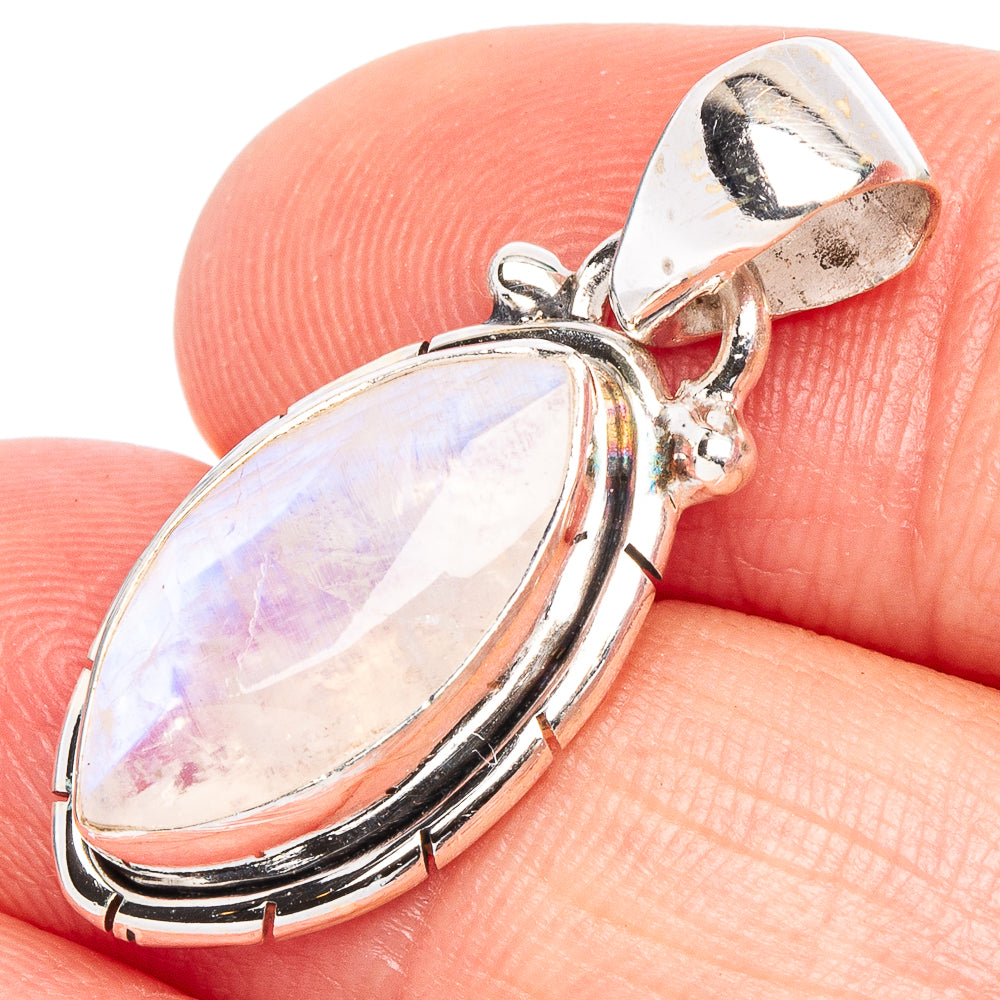 Rainbow Moonstone Pendant 1 1/8" (925 Sterling Silver) P44921