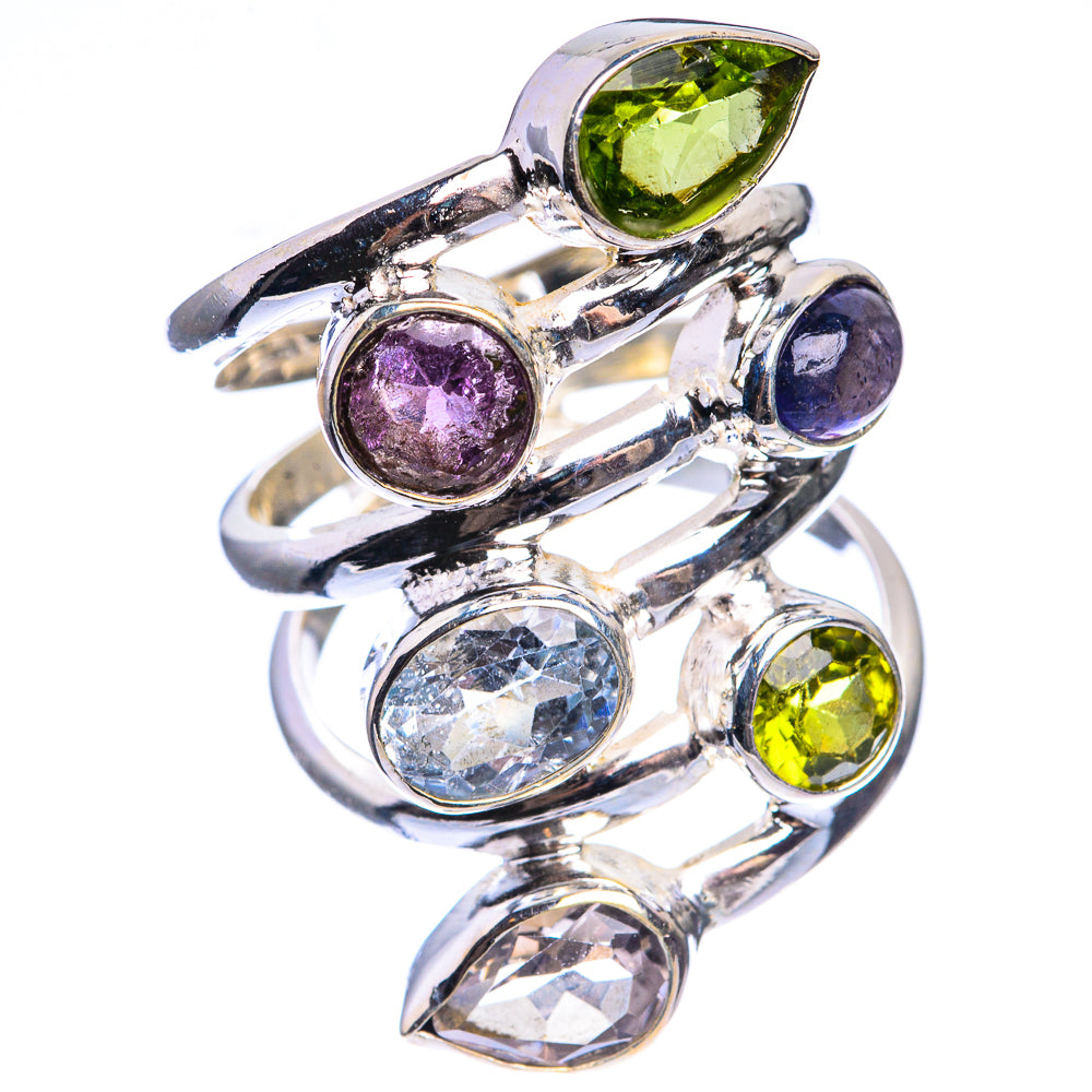 Large Peridot, Amethyst, Tanzanite, Blue Topaz, White Quartz Ring Size 5.5 (925 Sterling Silver) RING143468