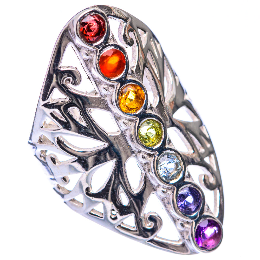 Rainbow Chakra Ring Size 5.75 (925 Sterling Silver) R141352