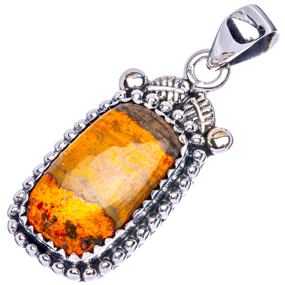 Bumble Bee Jasper Pendant 1 3/8" (925 Sterling Silver) P41992