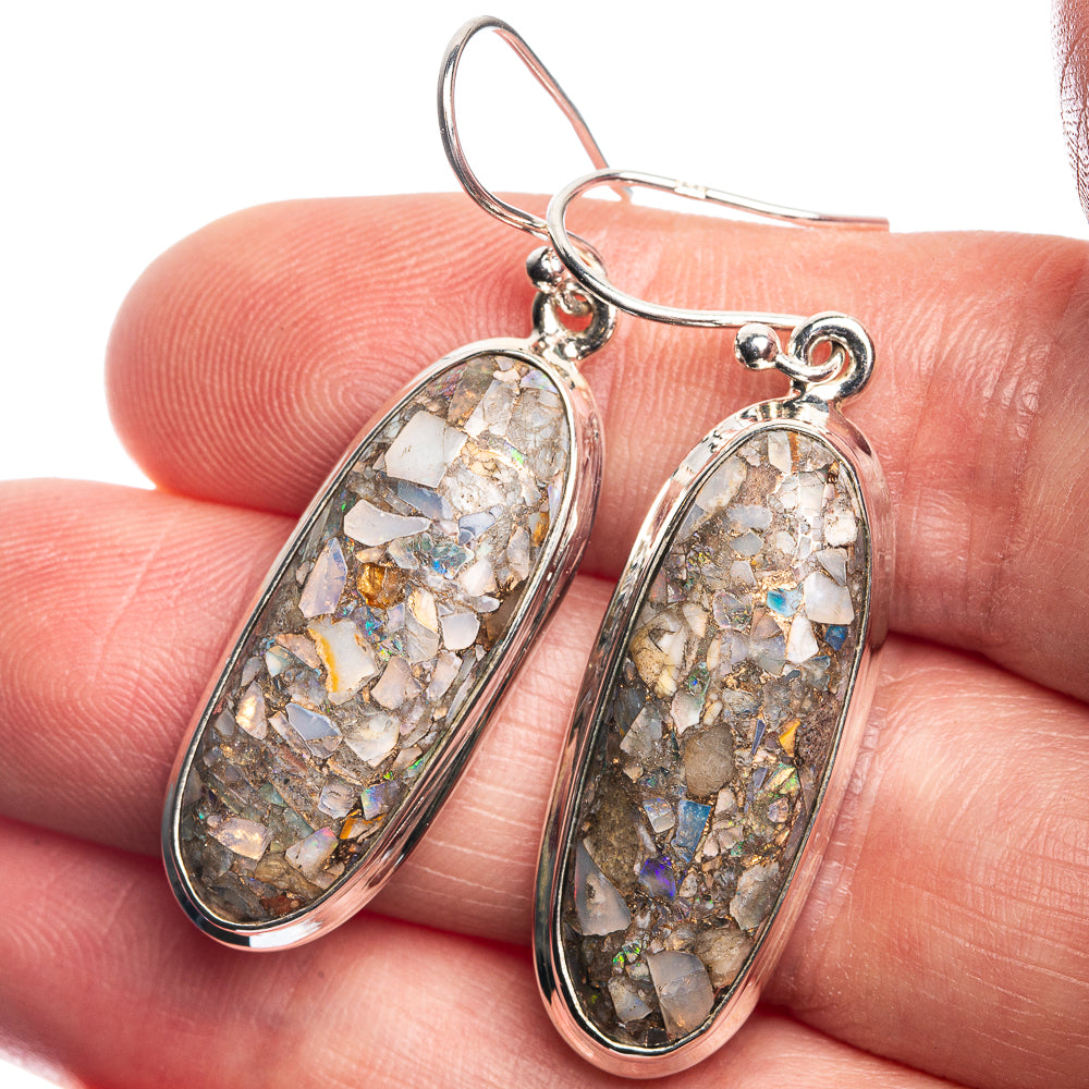 Brecciated Ethiopian Opal 925 Sterling Silver Earrings 1 3/4"
