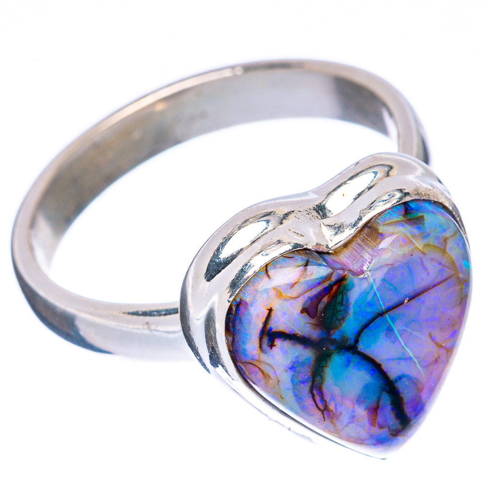 Rare Sterling Opal Heart Ring Size 7.25 (925 Sterling Silver) R2995