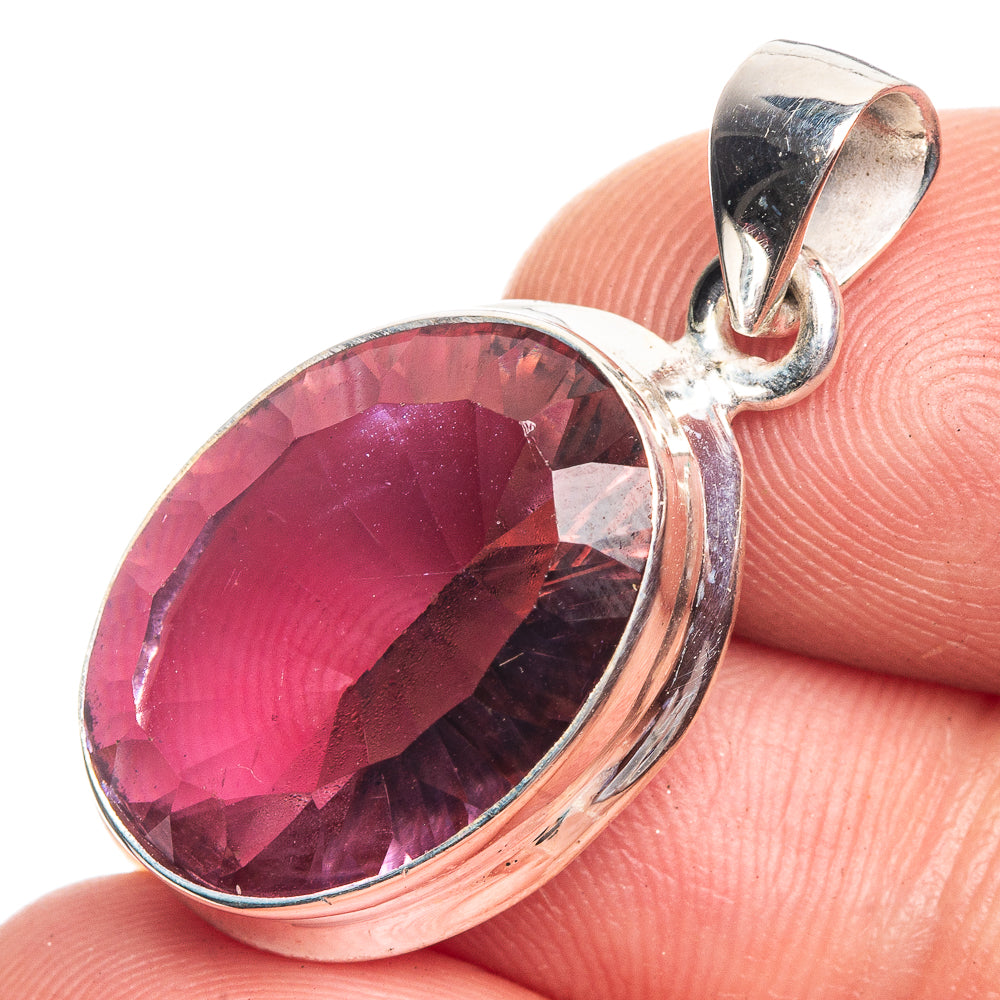 Faceted Color Change Alexandrite (Lab.) Pendant 1 1/8" (925 Sterling Silver) P39200