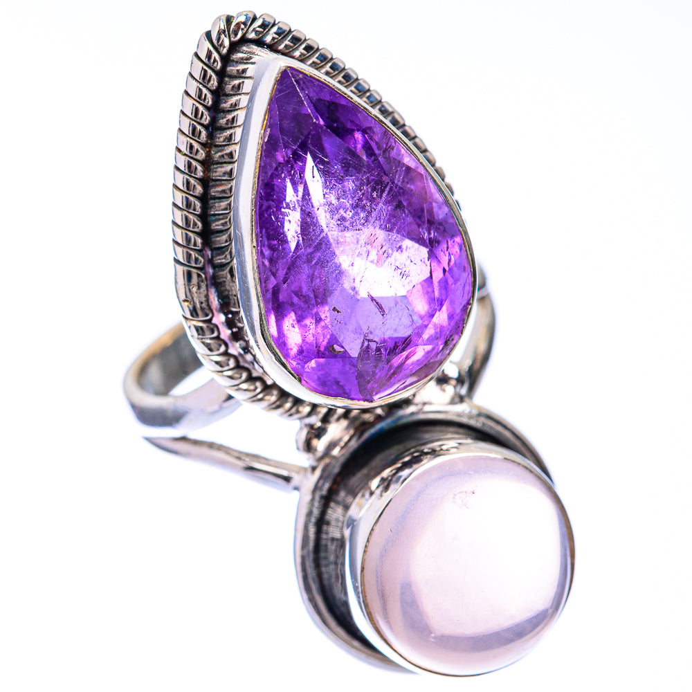 Large Amethyst, Rose Quartz Ring Size 8 (925 Sterling Silver) R141359