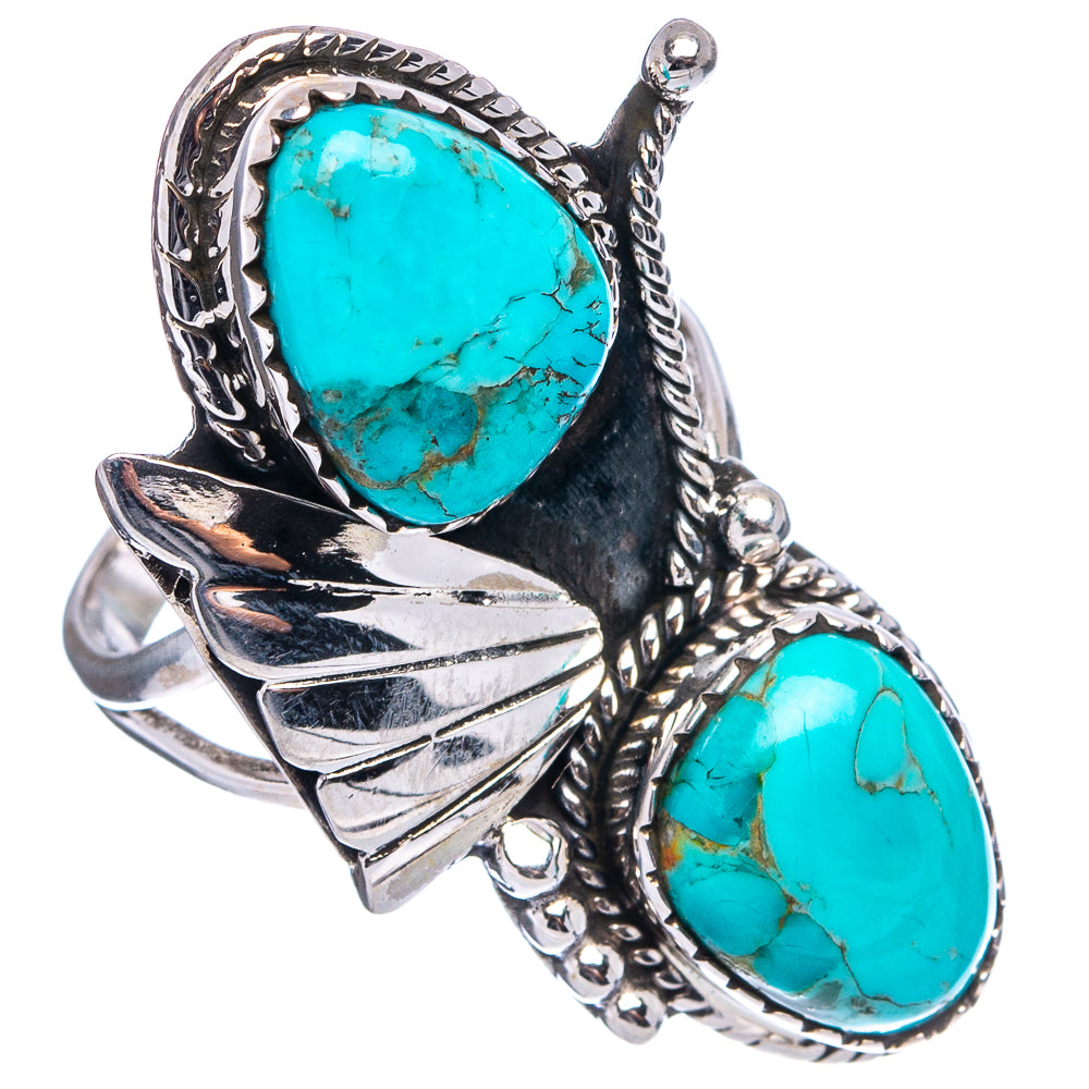 Native Style Mohave Turquoise Ring Size 6.5 (.925 Sterling Silver)