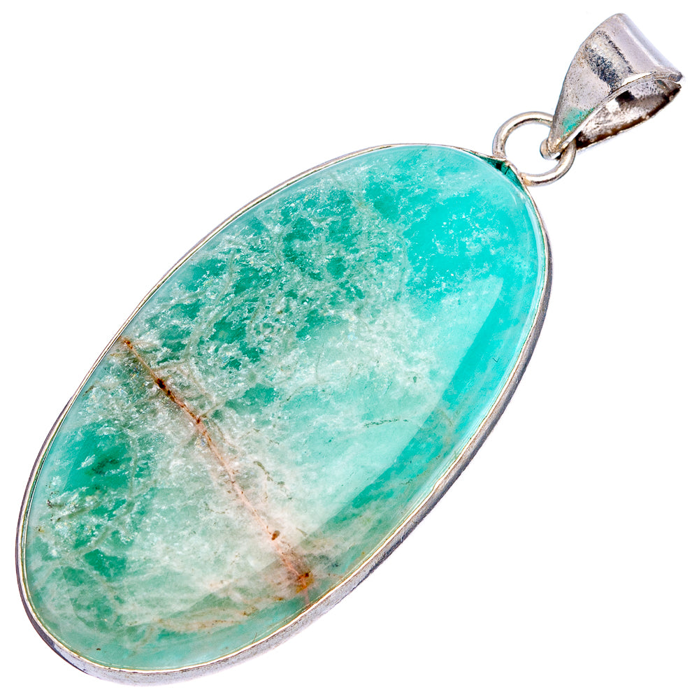 Amazonite Pendant 2 1/8" (Silver Plated)