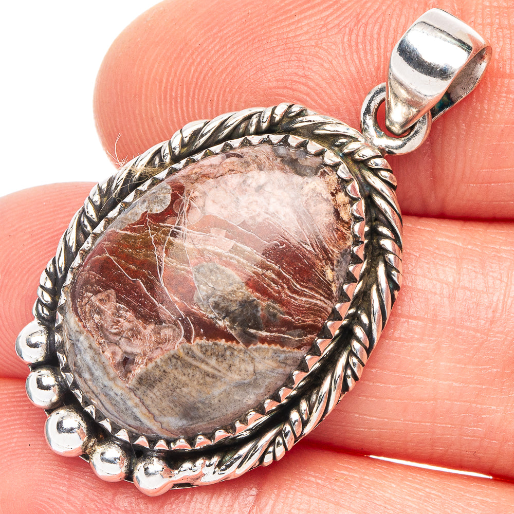 Mushroom Rhyolite Pendant 1 1/2" (925 Sterling Silver) P43997
