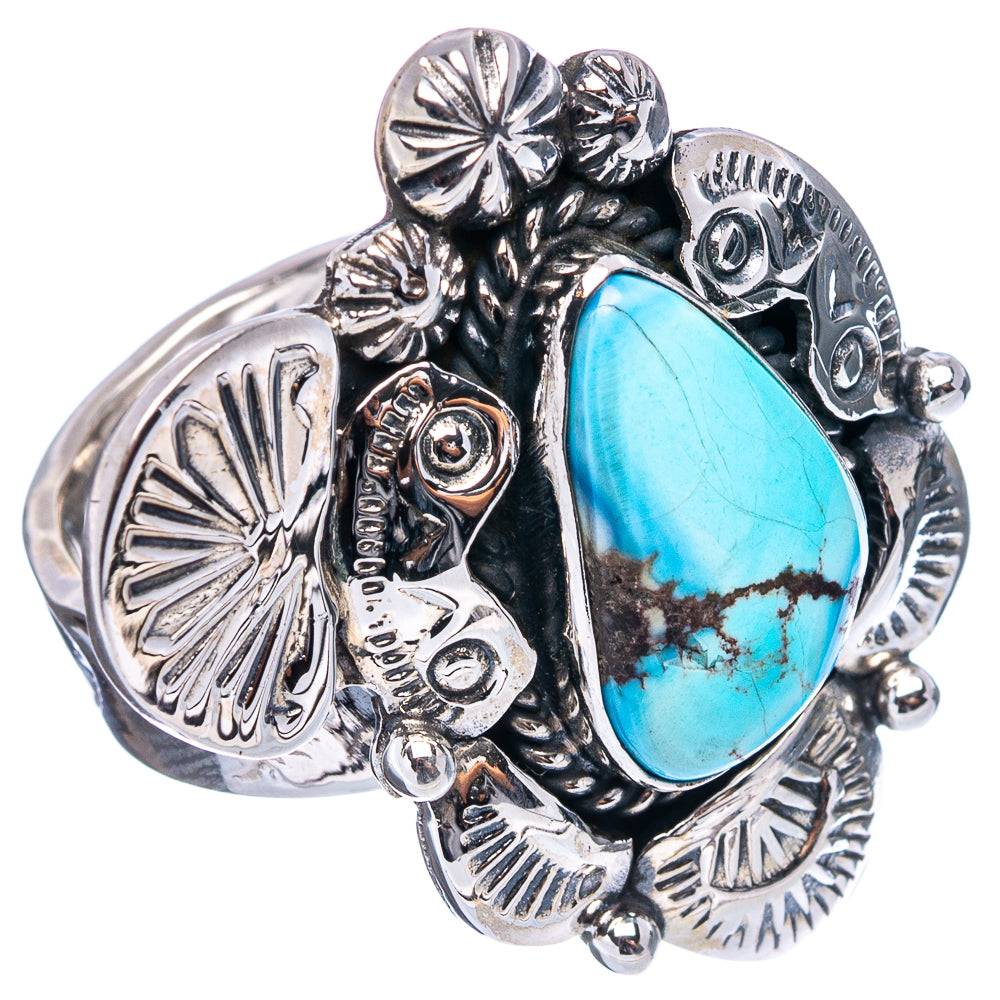 Exclusive Native Style Golden Hills Turquoise Ring Size 7 Adjustable (.925 Sterling Silver)