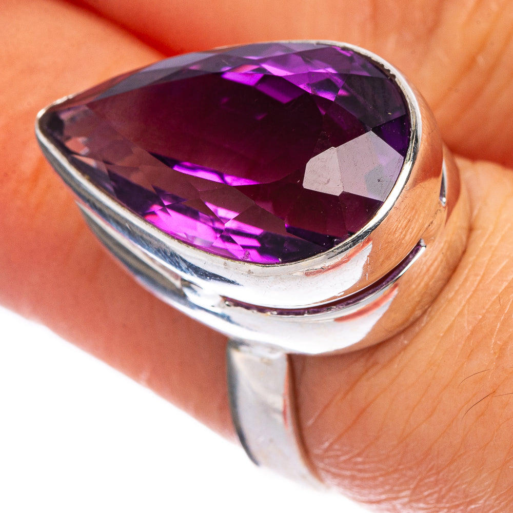 Rare Faceted Brazilian Amethyst Ring Size 6.5 (925 Sterling Silver) R1135
