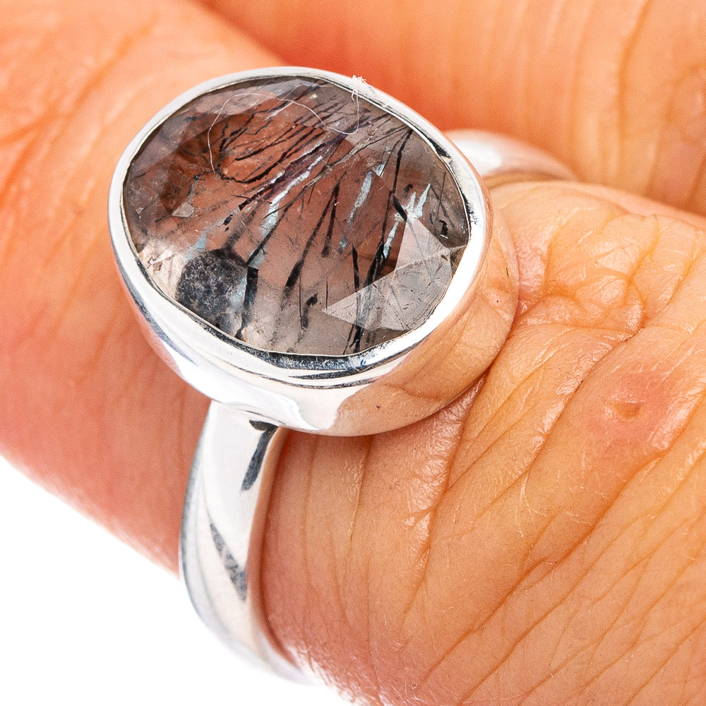 Tourmalinated Quartz Ring Size 6 (.925 Sterling Silver)
