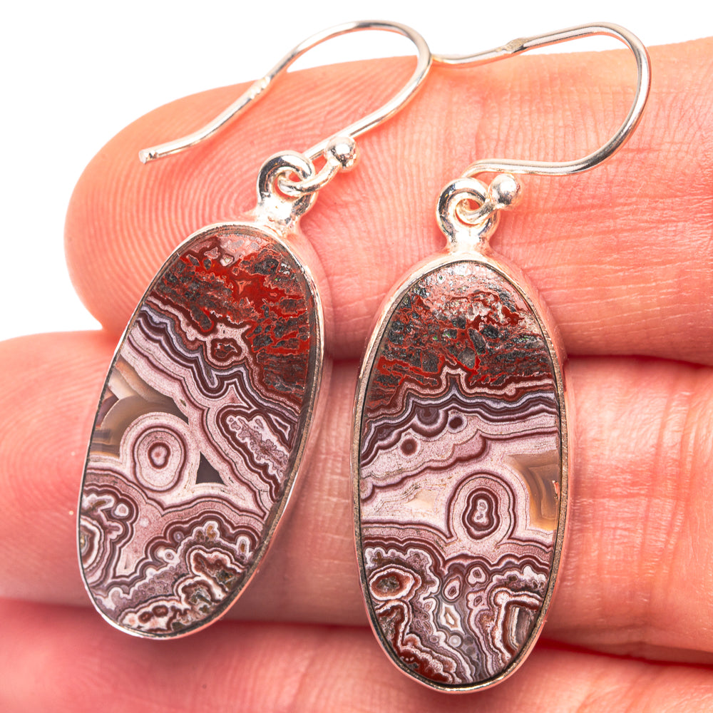 Crazy Lace Agate Earrings 1 1/2" (925 Sterling Silver) E432267