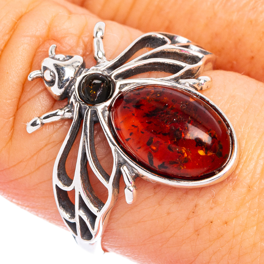 Baltic Amber Honey Bee Ring Size 8.75 (.925 Sterling Silver)