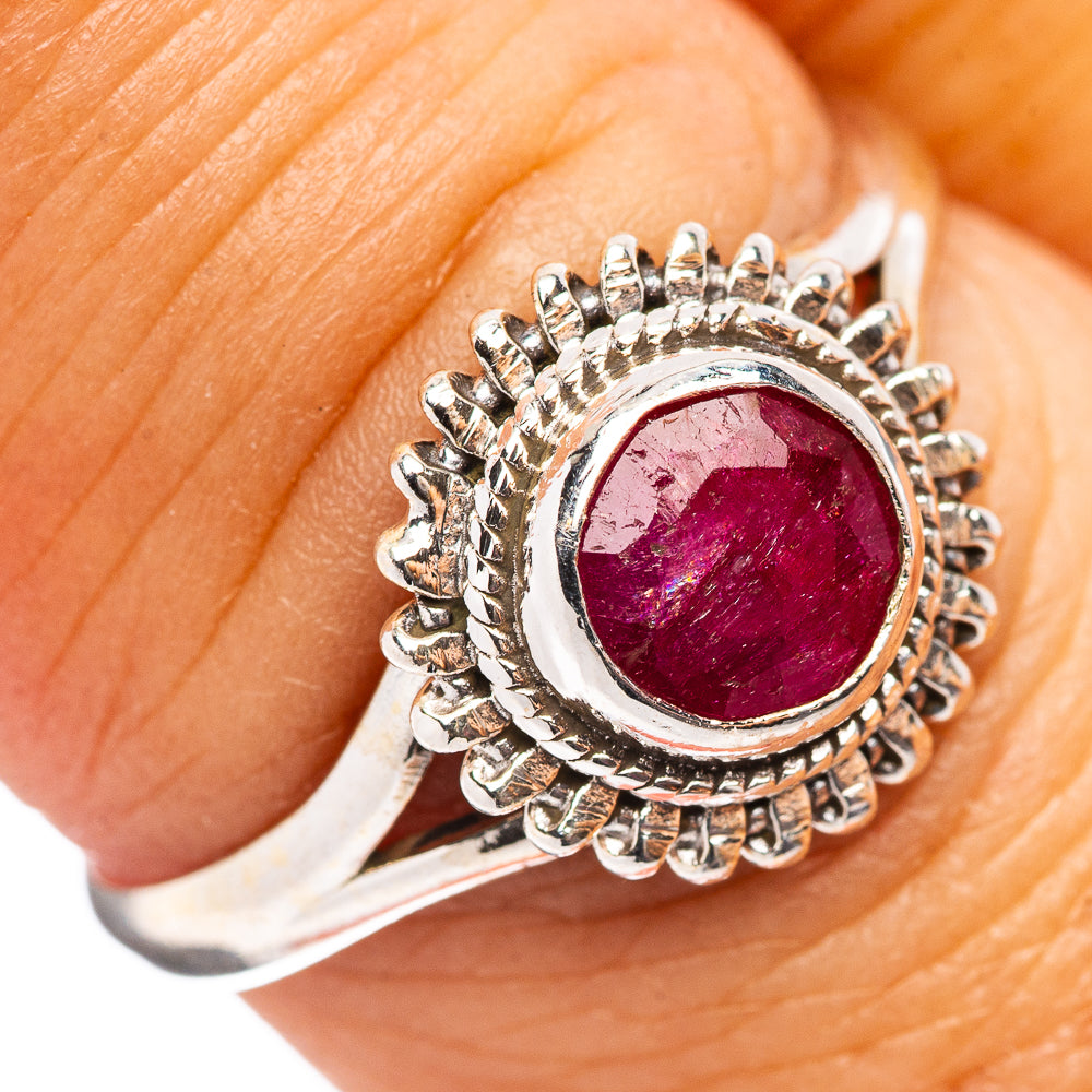 Dainty Red Sillimanite Ring Size 8 (.925 Sterling Silver)