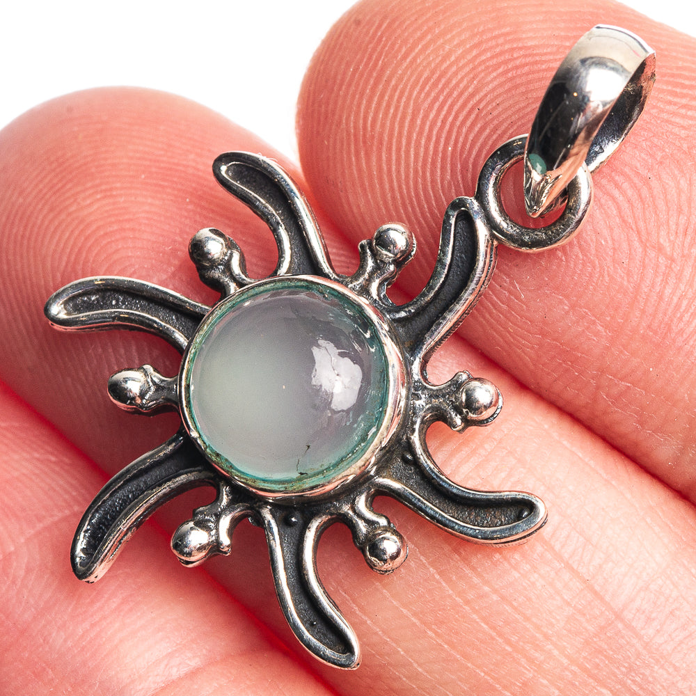 Blue Chalcedony Dainty Pendant 1 1/4" (925 Sterling Silver) P39134