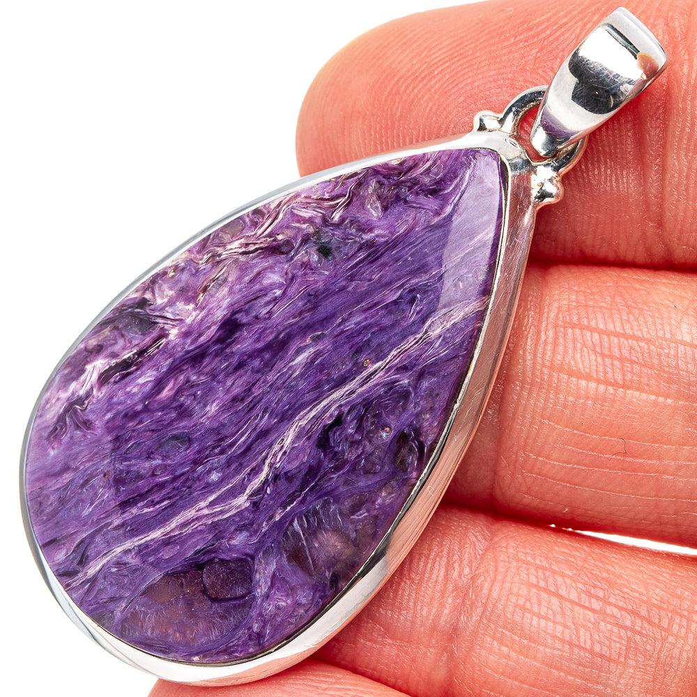 Charoite Pendant 1 7/8" (.925 Sterling Silver)