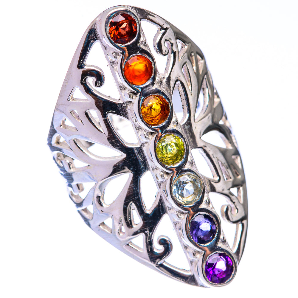 Rainbow Chakra Ring Size 6.25 (925 Sterling Silver) R141094