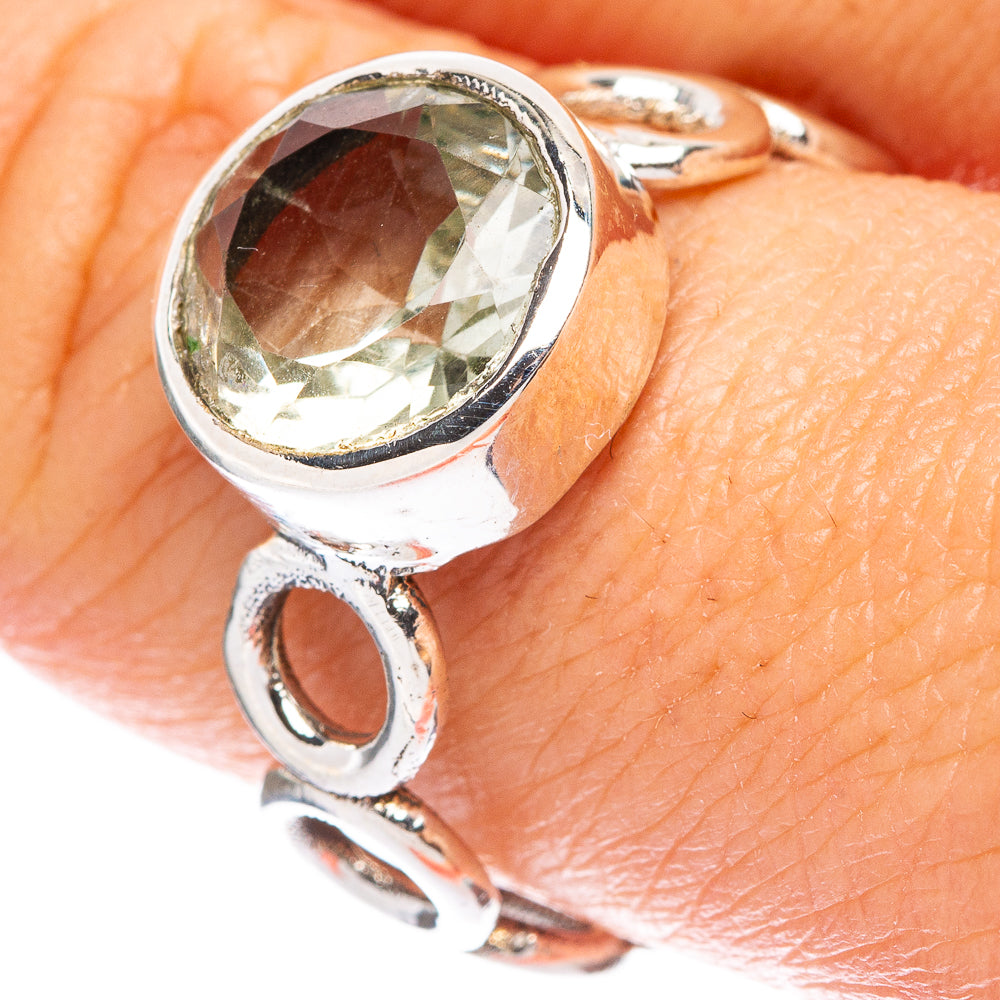 Faceted Green Amethyst Ring Size 9.25 (925 Sterling Silver) R146785