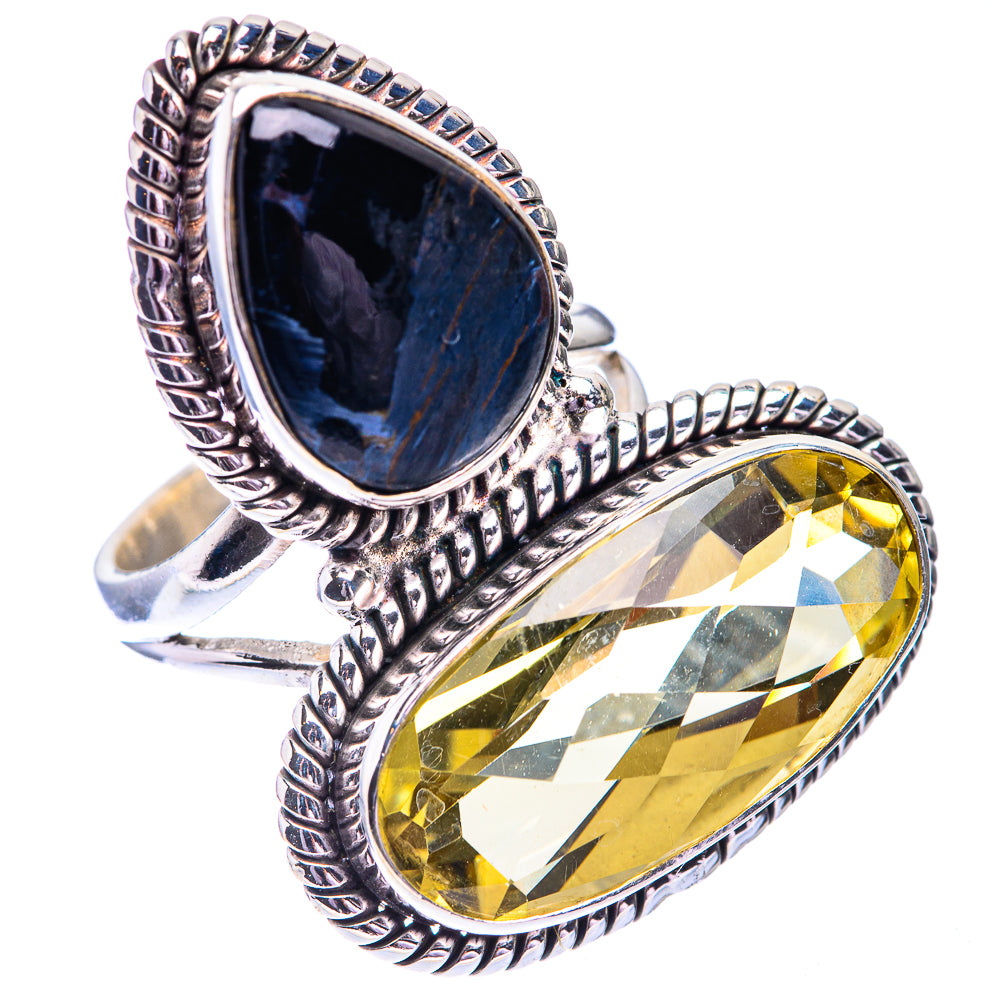 Large Pietersite, Lemon Quartz Ring Size 6.5 (925 Sterling Silver) R140629