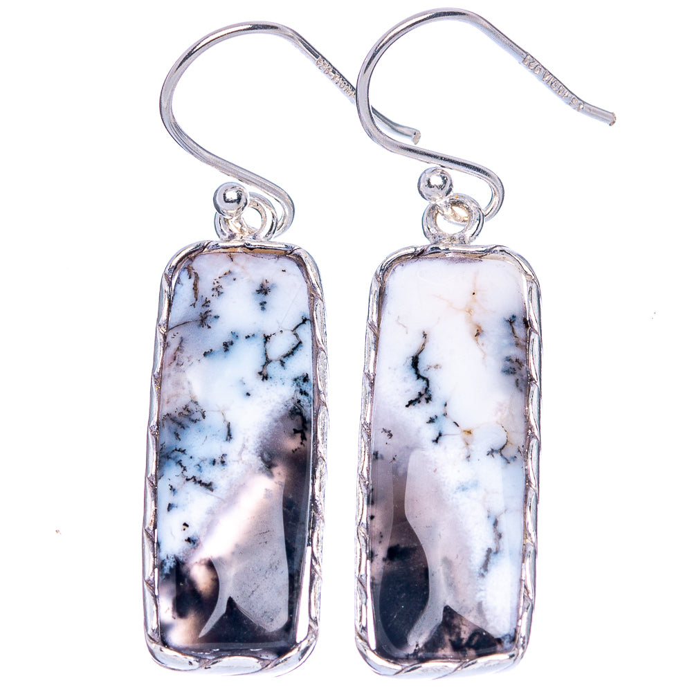 Dendritic Opal Earrings 1 5/8" (925 Sterling Silver) E1928