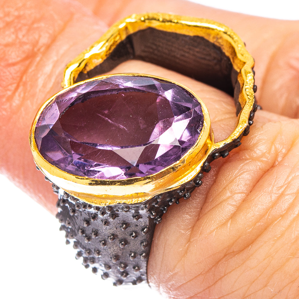 Amethyst Black Rhodium Plated Ring Size 6 (.925 Sterling Silver)
