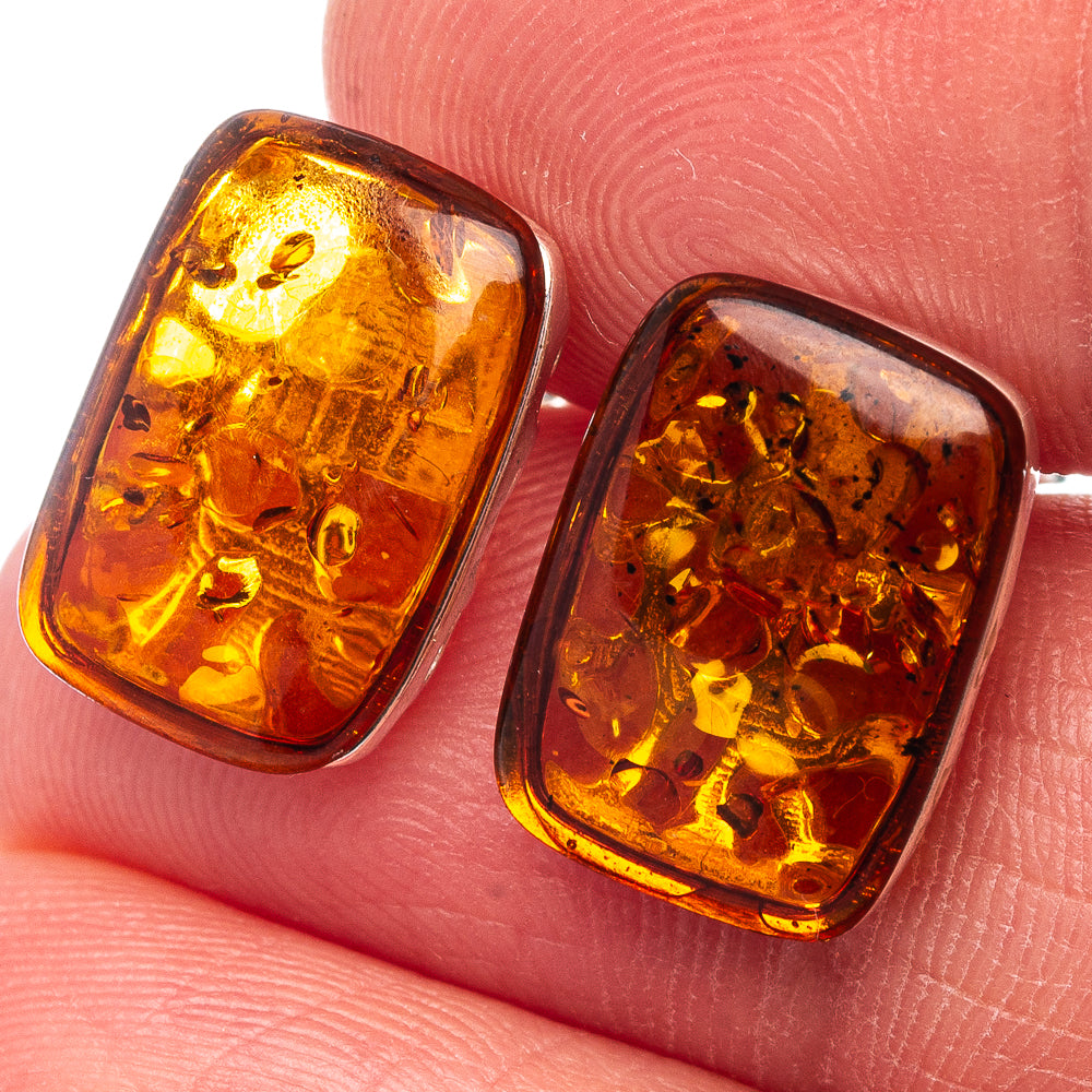 Baltic Amber Earrings 1/2" (.925 Sterling Silver)
