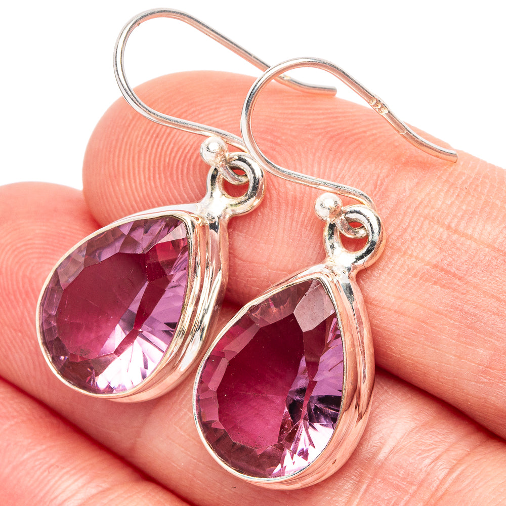 Faceted Alexandrite (Lab.) 925 Sterling Silver Earrings 1 1/4" (925 Sterling Silver) E2164