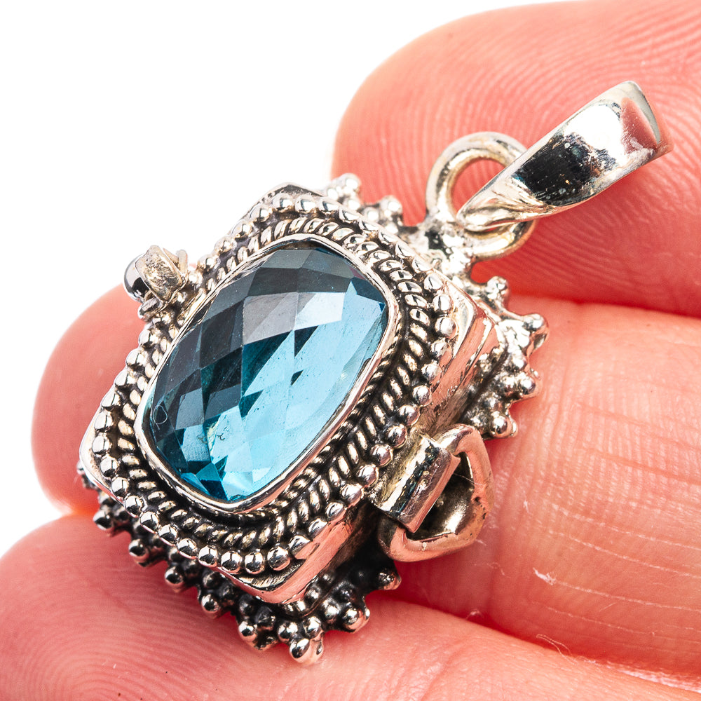 Poison Blue Quartz Pendant 1 1/4" (925 Sterling Silver) P38967