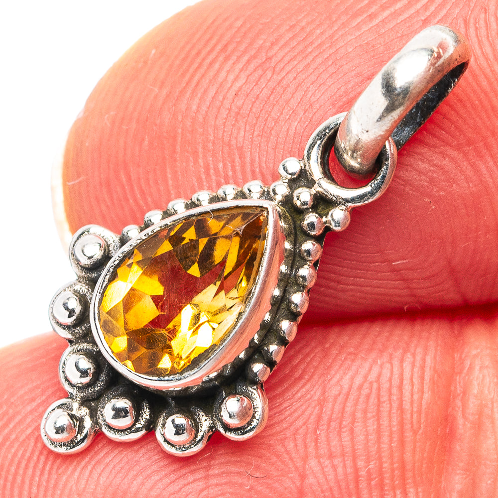 Citrine Dainty Pendant 1" (.925 Sterling Silver)