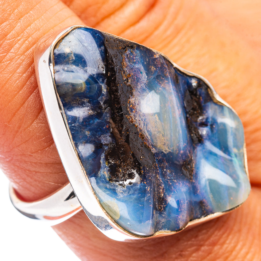 Premium Rare Boulder Opal Ring Size 8.75 (.925 Sterling Silver)