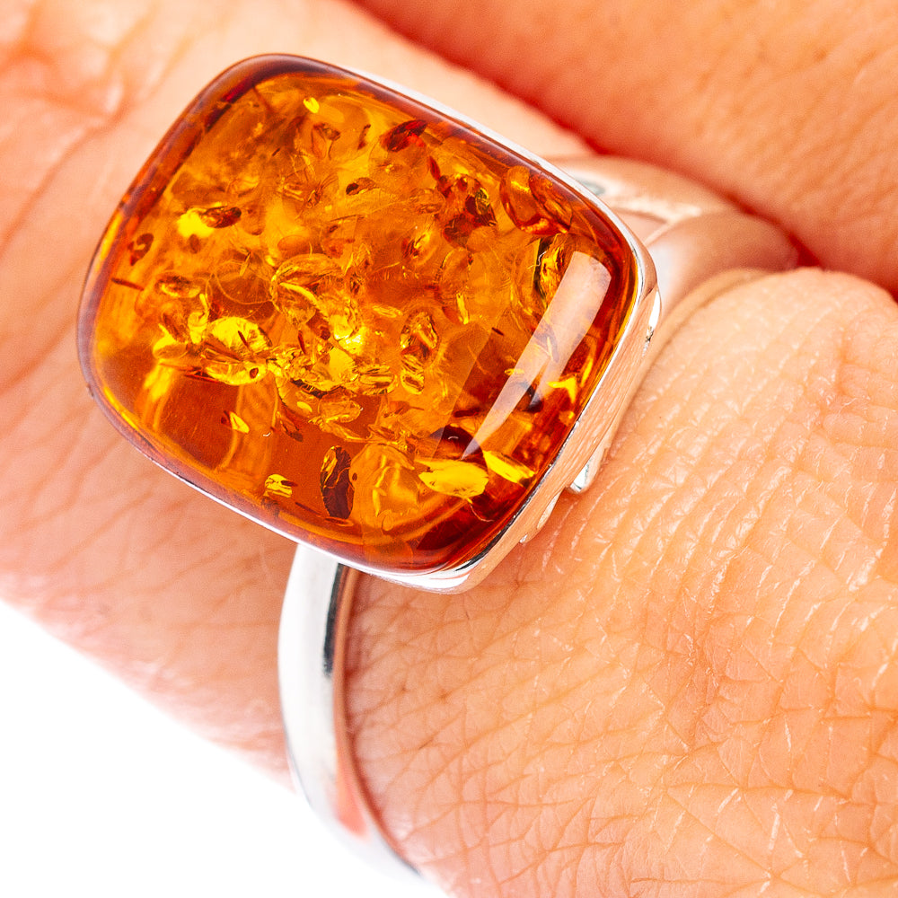 Baltic Amber Ring Size 7 Adjustable (.925 Sterling Silver)