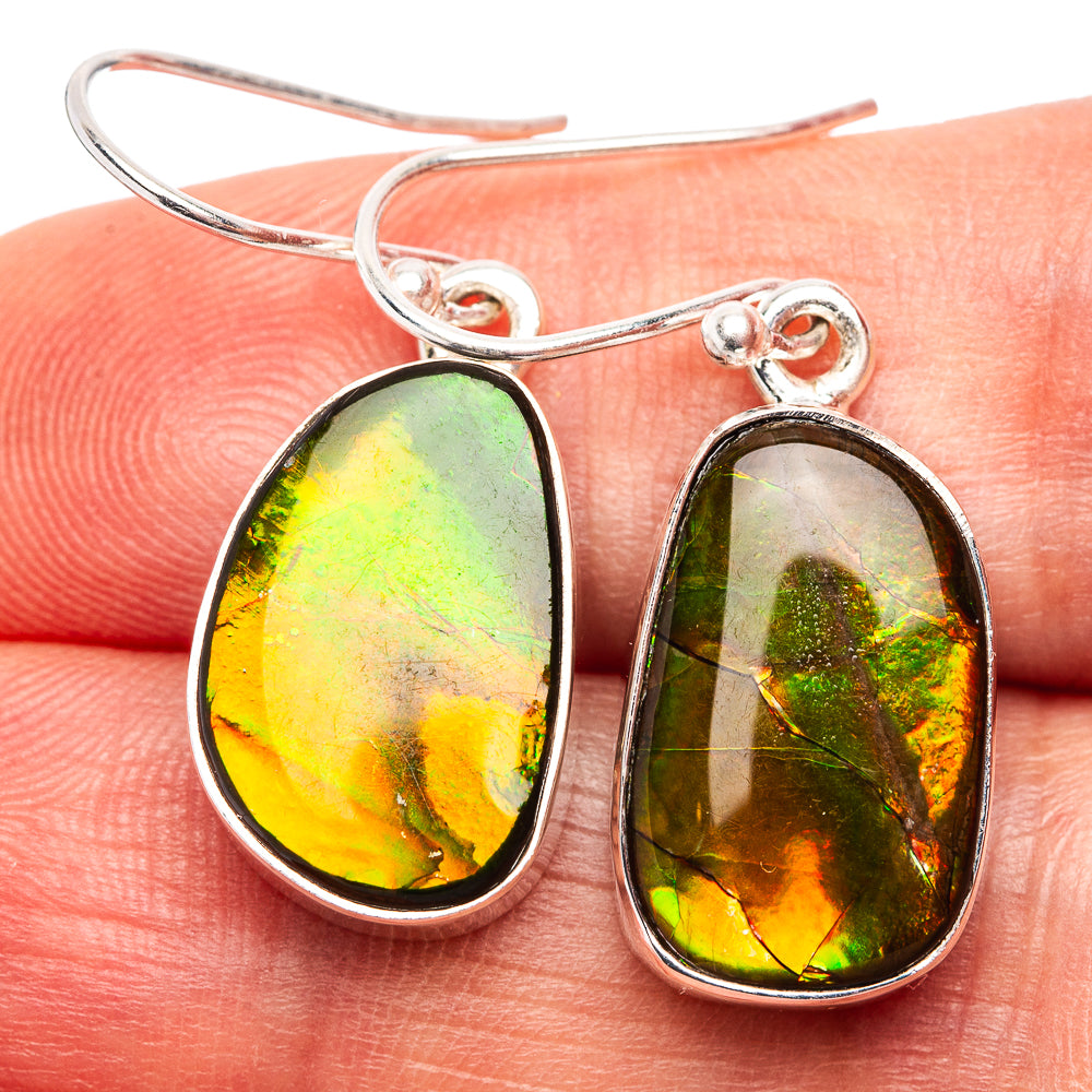 Premium Canadian Ammolite Earrings 1 3/8" (.925 Sterling Silver)