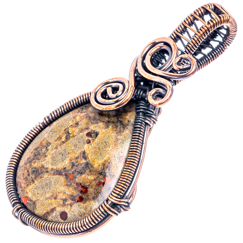 Peanut Obsidian Wire Wrap Pendant 2 1/4" (Oxidized Copper)