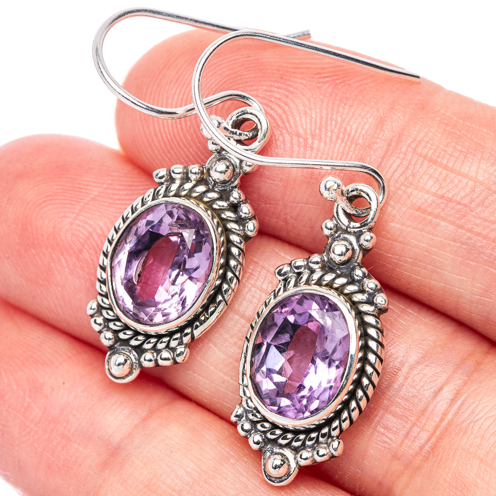 Faceted Amethyst EarDainty Rings 1 1/2" (925 Sterling Silver) E433139