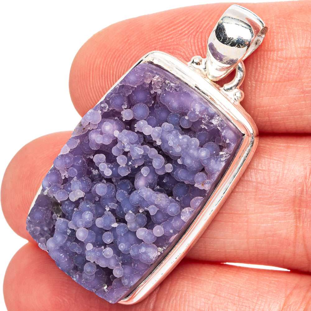 Rare Grape Agate Pendant 1 5/8" (.925 Sterling Silver)