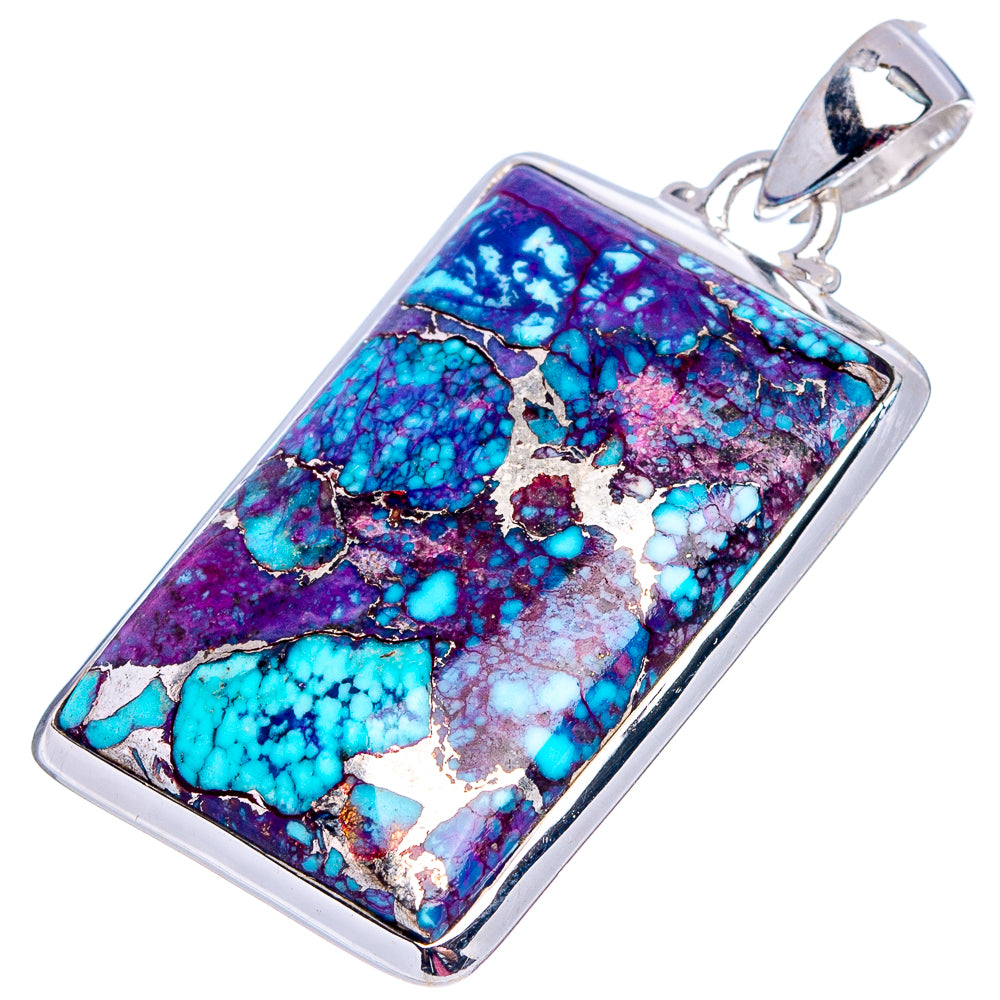 Purple Copper Turquoise Pendant 1 5/8" (.925 Sterling Silver)