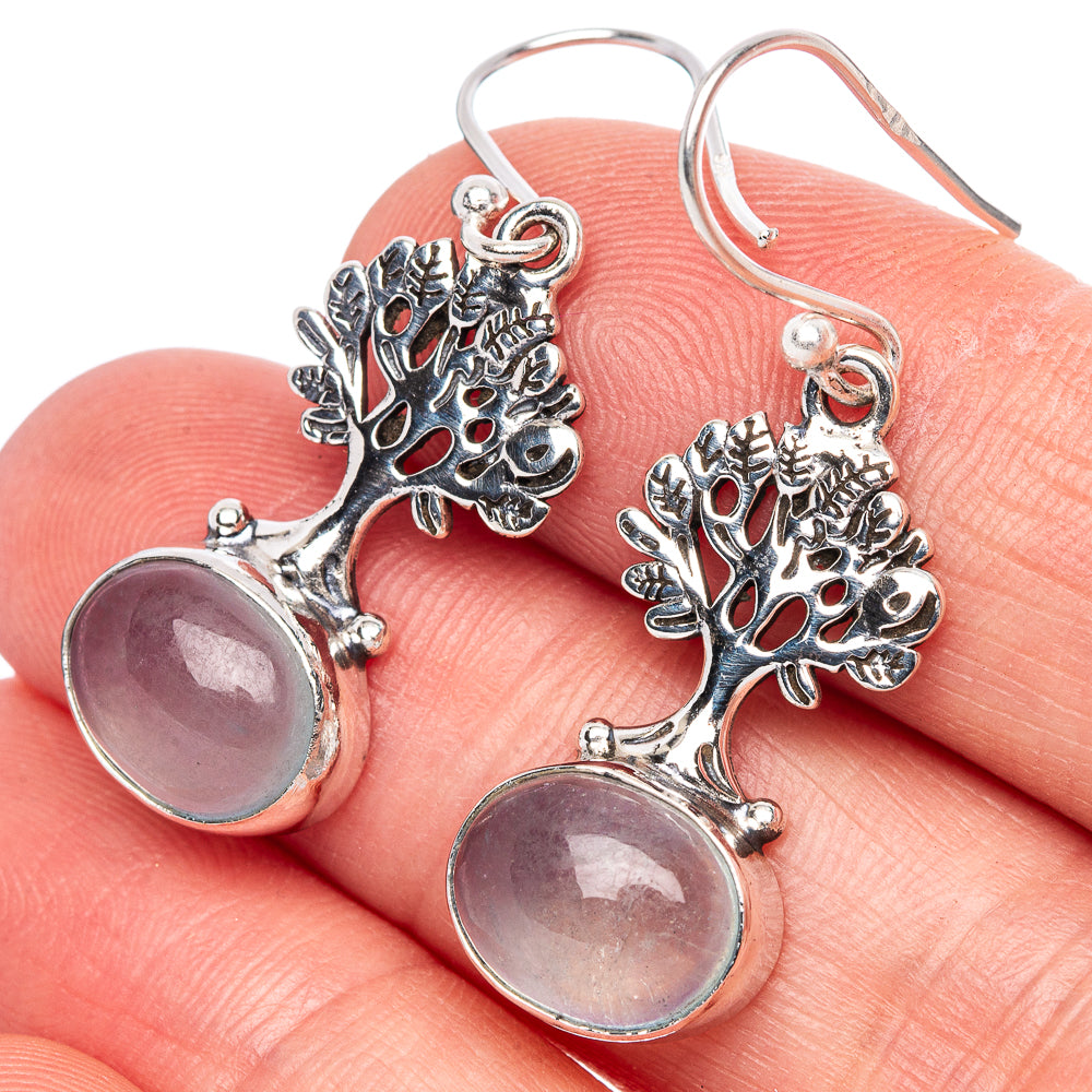 Aquamarine Tree Earrings 1 3/8" (925 Sterling Silver) E1422
