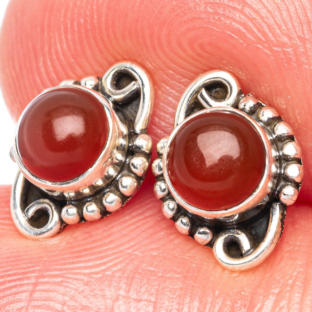 Carnelian Dainty Earrings 3/8" (925 Sterling Silver) E1996