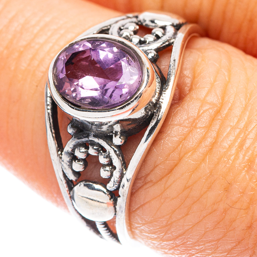 Faceted Amethyst Dainty Ring Size 7.5 (925 Sterling Silver) R5856