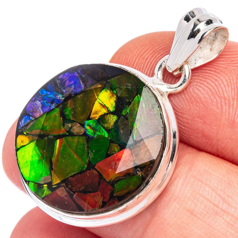 Rare Ammolite Pendant 1 3/8" (925 Sterling Silver) P39975