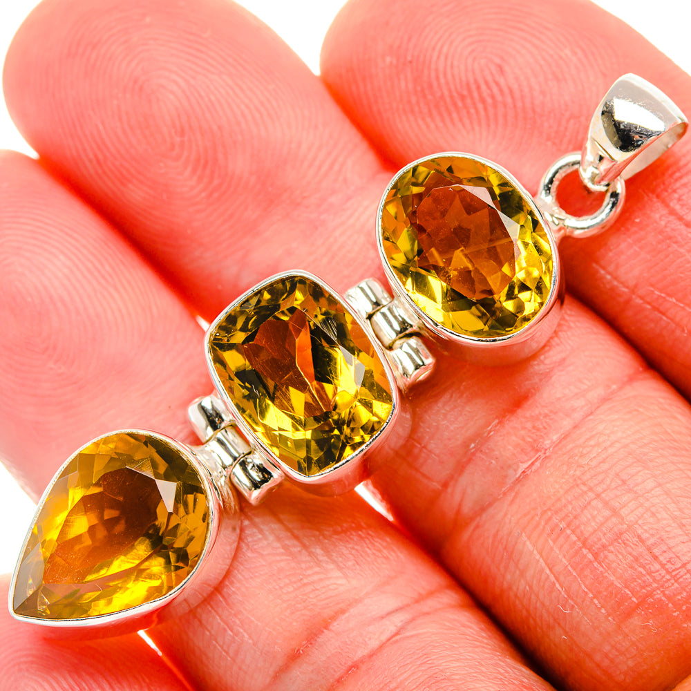 Faceted Citrine Pendant 2" (925 Sterling Silver) PD38090