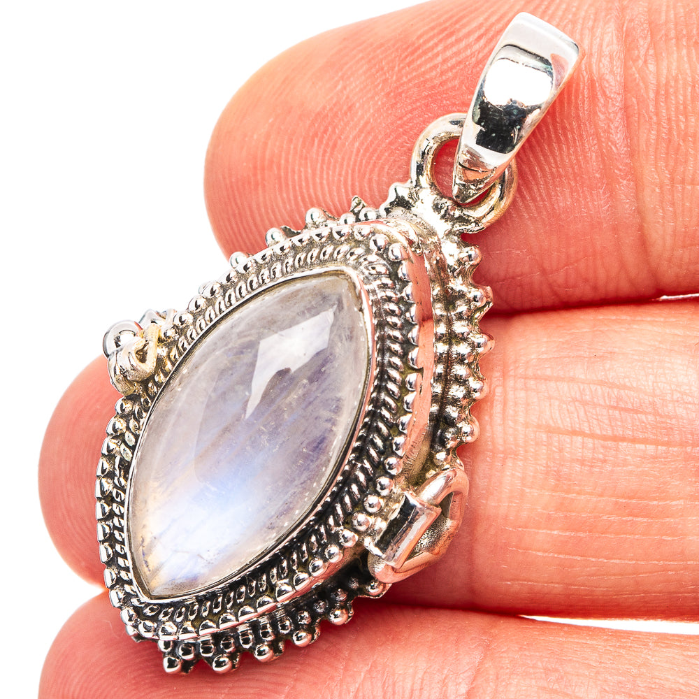 Premium Rainbow Moonstone Poison Pendant 1 1/2" (.925 Sterling Silver)