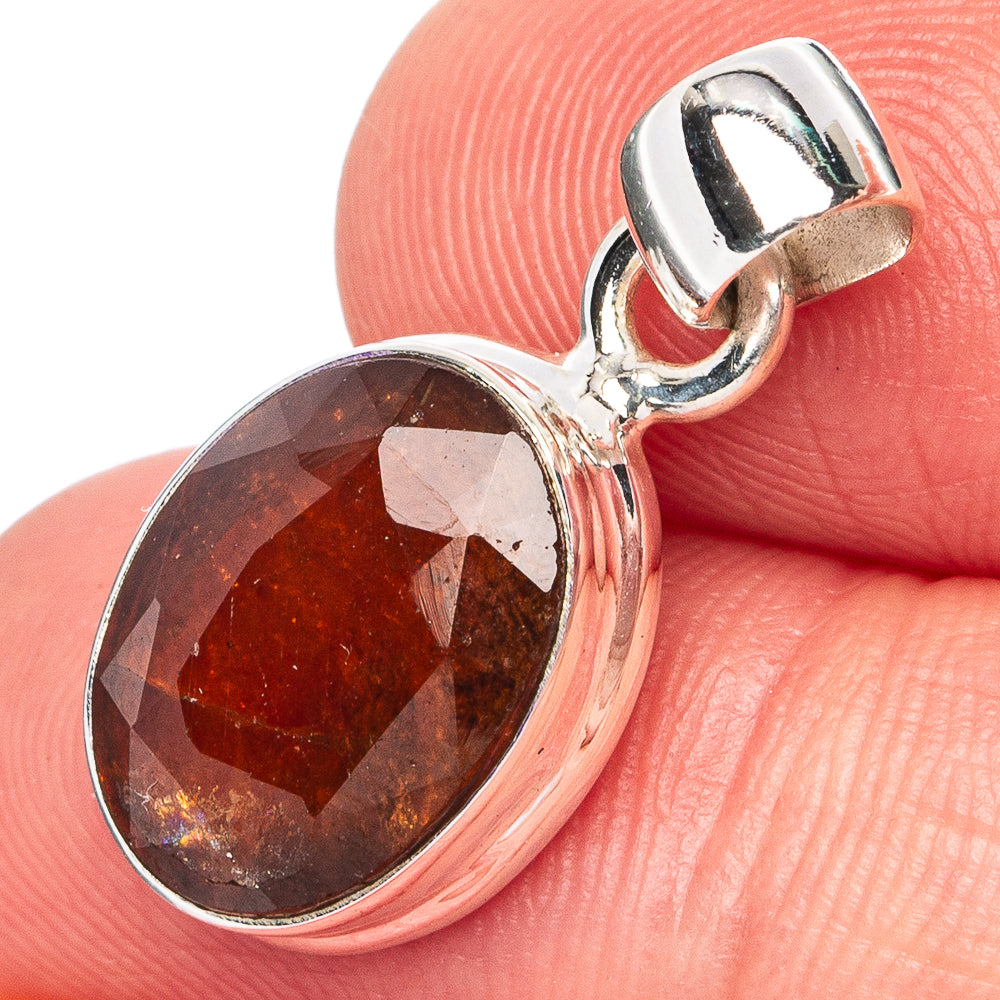 Hessonite Garnet Pendant 7/8" (.925 Sterling Silver)