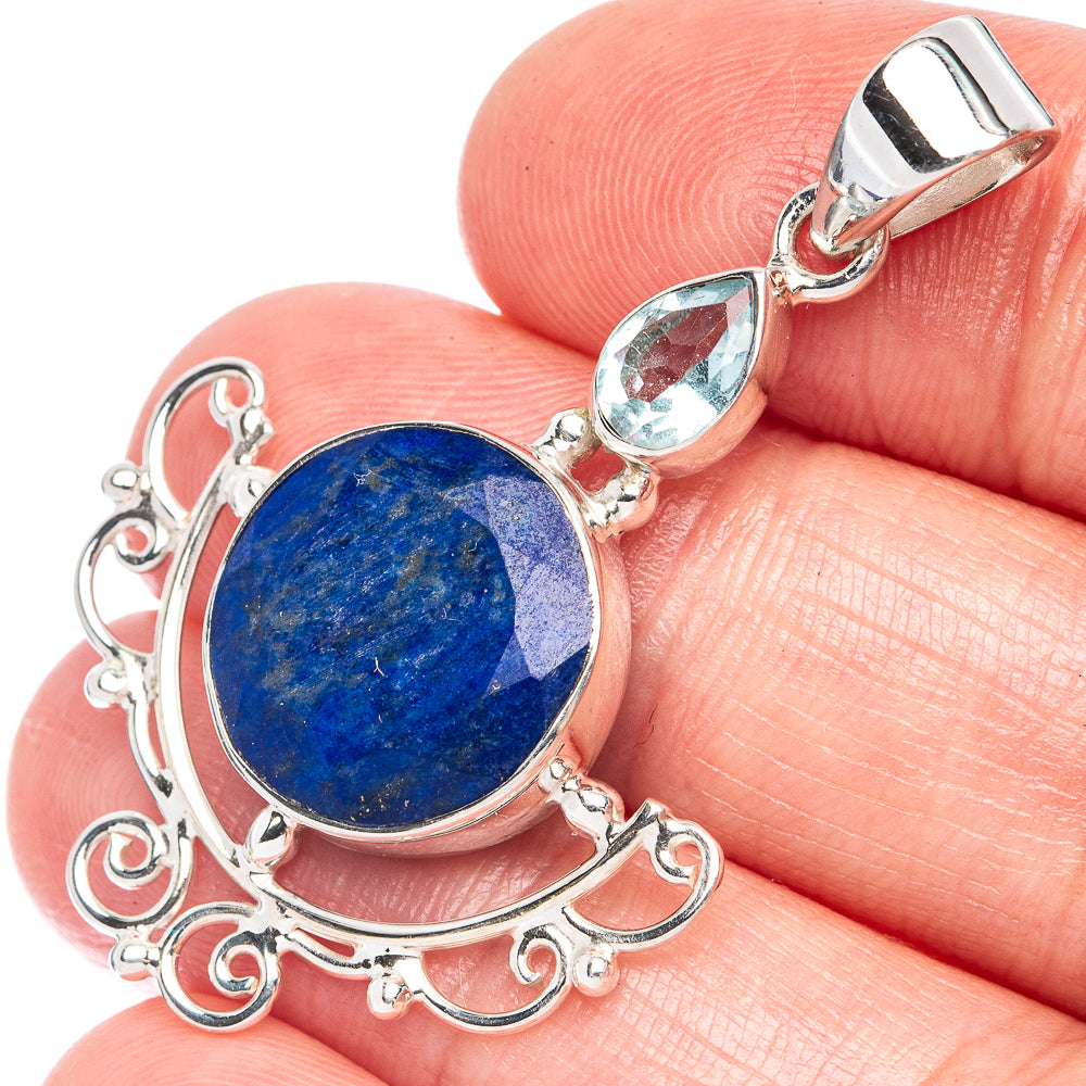 Lapis Lazuli, Blue Topaz Pendant 1 3/4" (925 Sterling Silver) P44383