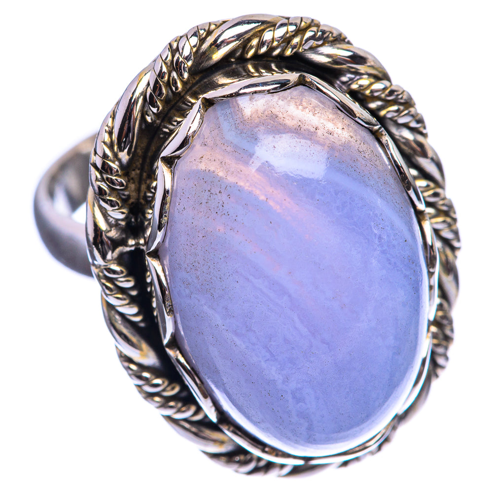 Blue Lace Agate 925 Sterling Silver Ring Size 6.5