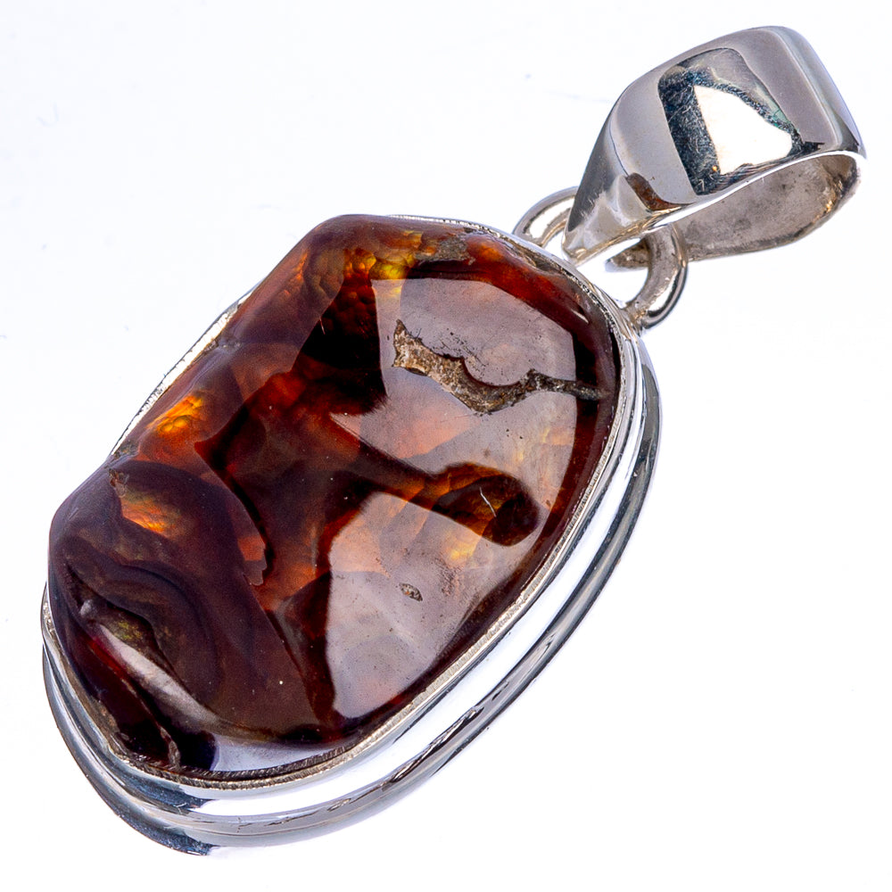 Rare Mexican Fire Agate Pendant 1 3/8" (925 Sterling Silver) P40374